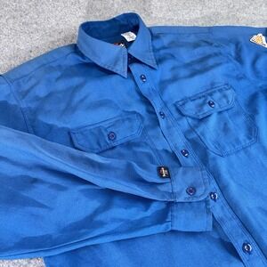 Bulwark FR Shirt Men's Large Flame Resistant VTG Blue Work Shirt Aramid Made USA